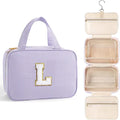 TOPEAST Travel Hanging Toiletry Bag, Personalized Initial Toiletry Pouch, Birthday Gifts for Women Mom Daughter Sister Friends, Cruise Essentials, Purple L