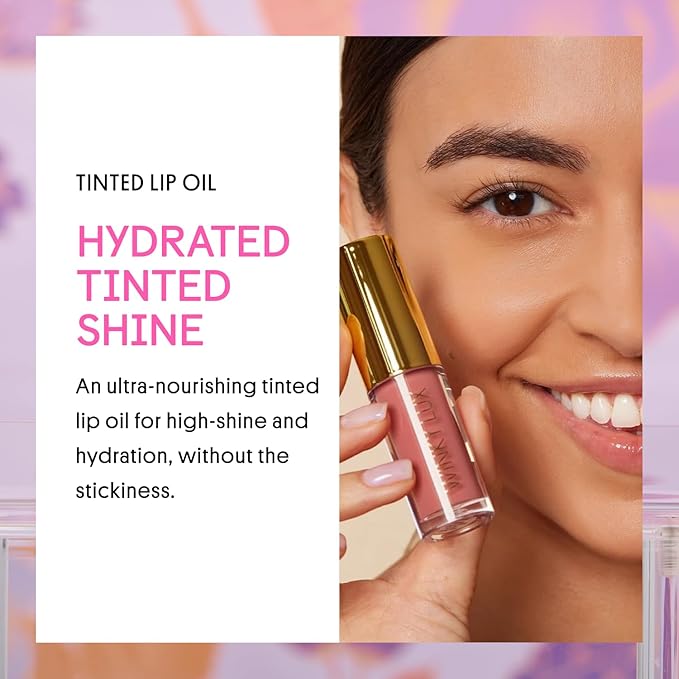Winky Lux Luscious Barely There Sheer Tinted Lip Oil - Hydrating Lip Gloss Tint, Cool Pink Glossy Lip Balm, Juicy Non Sticky Long Lasting Formula, Infused with Jojoba Oil & Soft Vanilla Scent