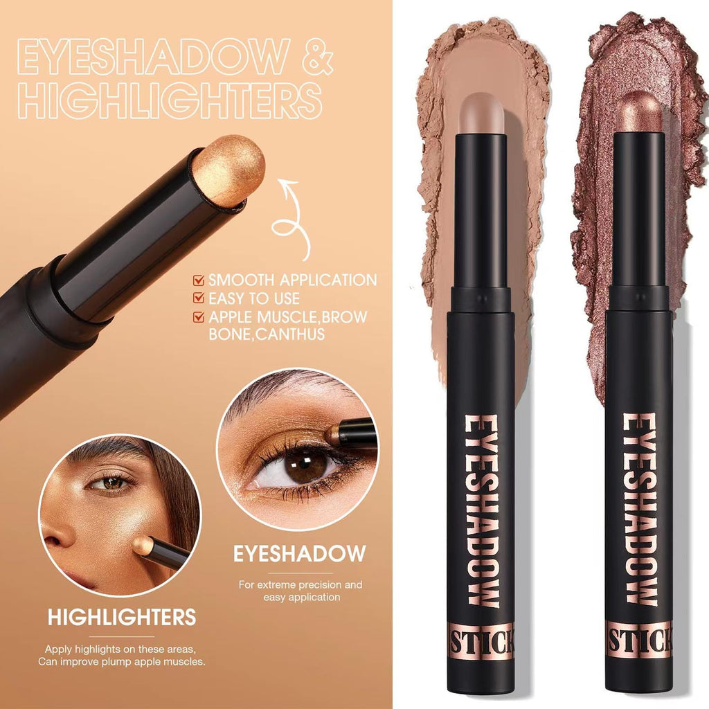 Mefyhtune Mauve Taupe Eyeshadow Stick, Cream Smooth Shimmer Single Eyeshadow Pencil, High Pigmented Eye Shadow Brightener Stick, Hypoallergenic Waterproof Long Lasting Eye Highlighter Stick(10#)
