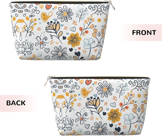 Dultua Mothers Day Gifts Makeup Bag Purse Cosmetic Bag Travel Toiletry Leather Make Up Bags for Mom Wife Women Daughter Boho·Floral