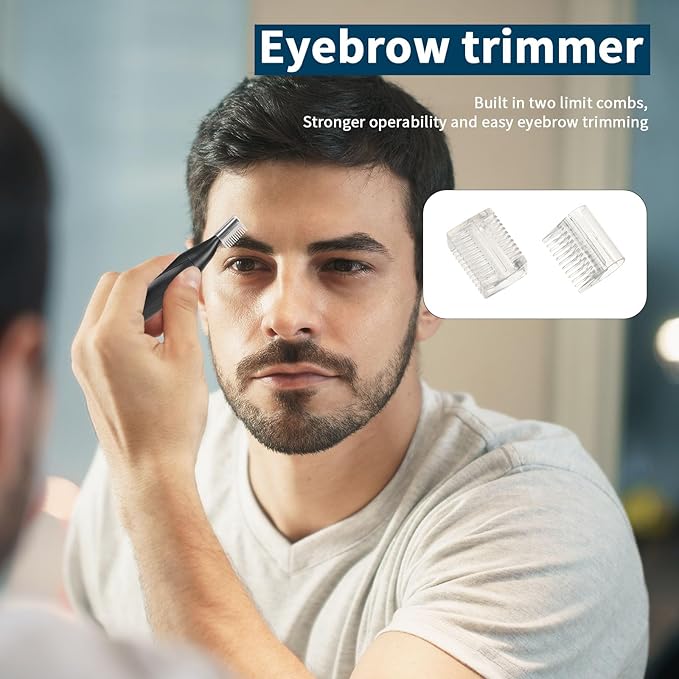 Selouj Ear and Nose Hair Trimmer for Men, 2026 Professional Painless USB Rechargeable Eyebrow & Facial Electric Hair Trimmer for Men Women, Powerful Motor, Dual Edge Blades, IPX7 Waterproof, Cool Gray