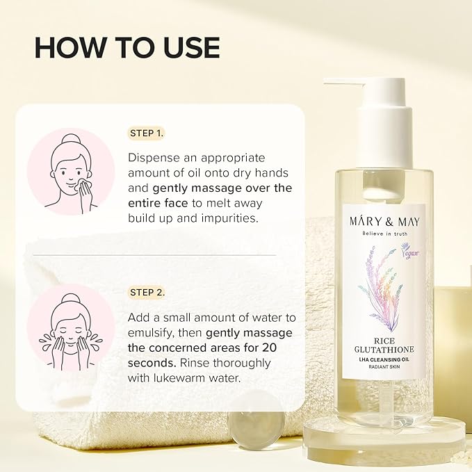 Mary&May Rice Glutathione LHA Cleansing Oil, 6.76 fl.oz