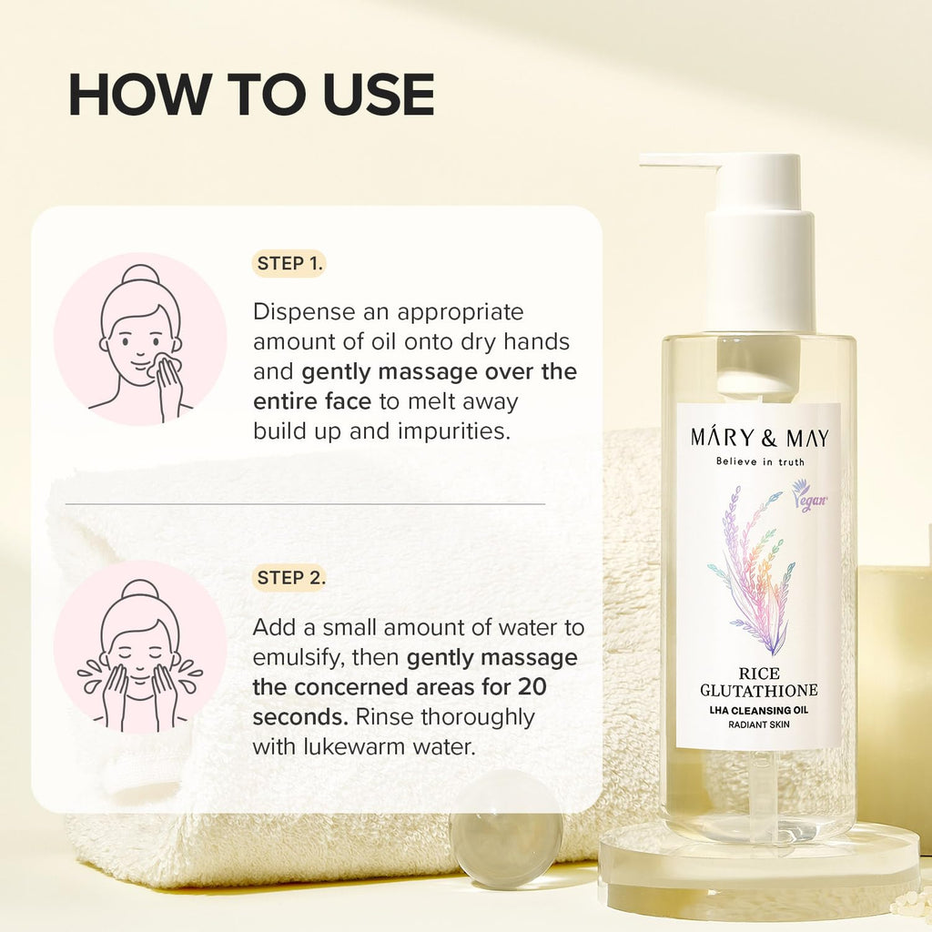 Mary&May Rice Glutathione LHA Cleansing Oil, 6.76 fl.oz
