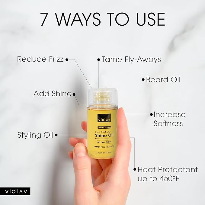 VIOLAV Heat Protectant for Hair - Hair Oil for Frizzy Hair, Damaged, Curly Hair | Hair Growth, Instant Shine, Strong Care Serum for Split Ends Curls - Travel Size, Anti Frizz Control [2 Pack]