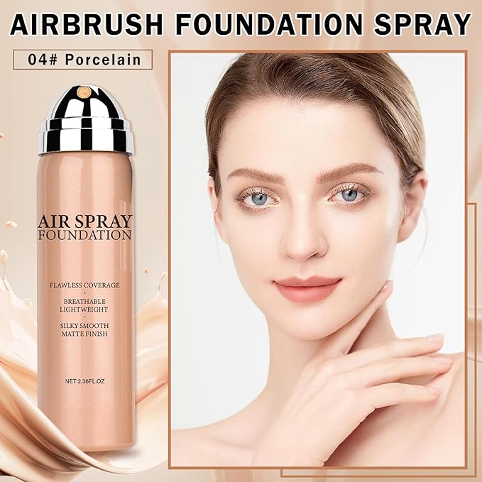 QIUFSSE Airbrush Foundation Makeup Spray (04 Porcelain Color)