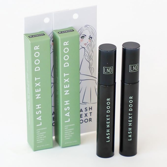 Lash Next Door Blackout Water Resistant Mascara by Brooklyn & Bailey – Volume and Length, Smudge Proof, No Clump Eye Makeup for Women (2-Pack, 0.39 oz Each)
