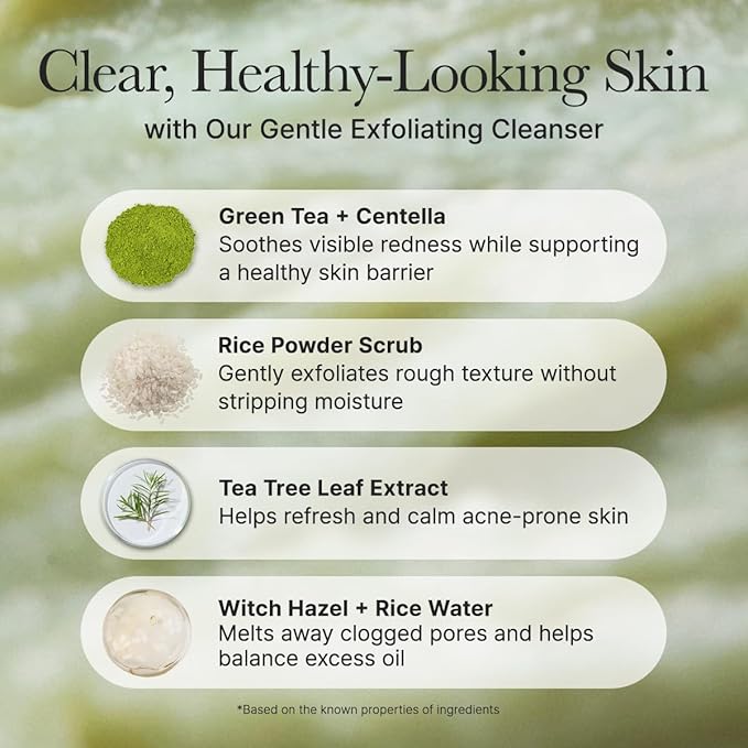 Arencia Korean Rice Mochi Face Cleanser - Face Wash, Gentle Scrub All in One for Deep Cleansing, Moisturizing, Pore Minimizing with Rice Water & Green Tea (4.23oz)
