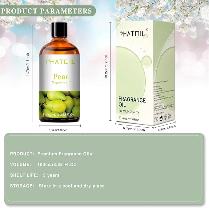 PHATOIL Pear Fragrance Oil for Diffuser Aromatherapy 3.38FL.OZ