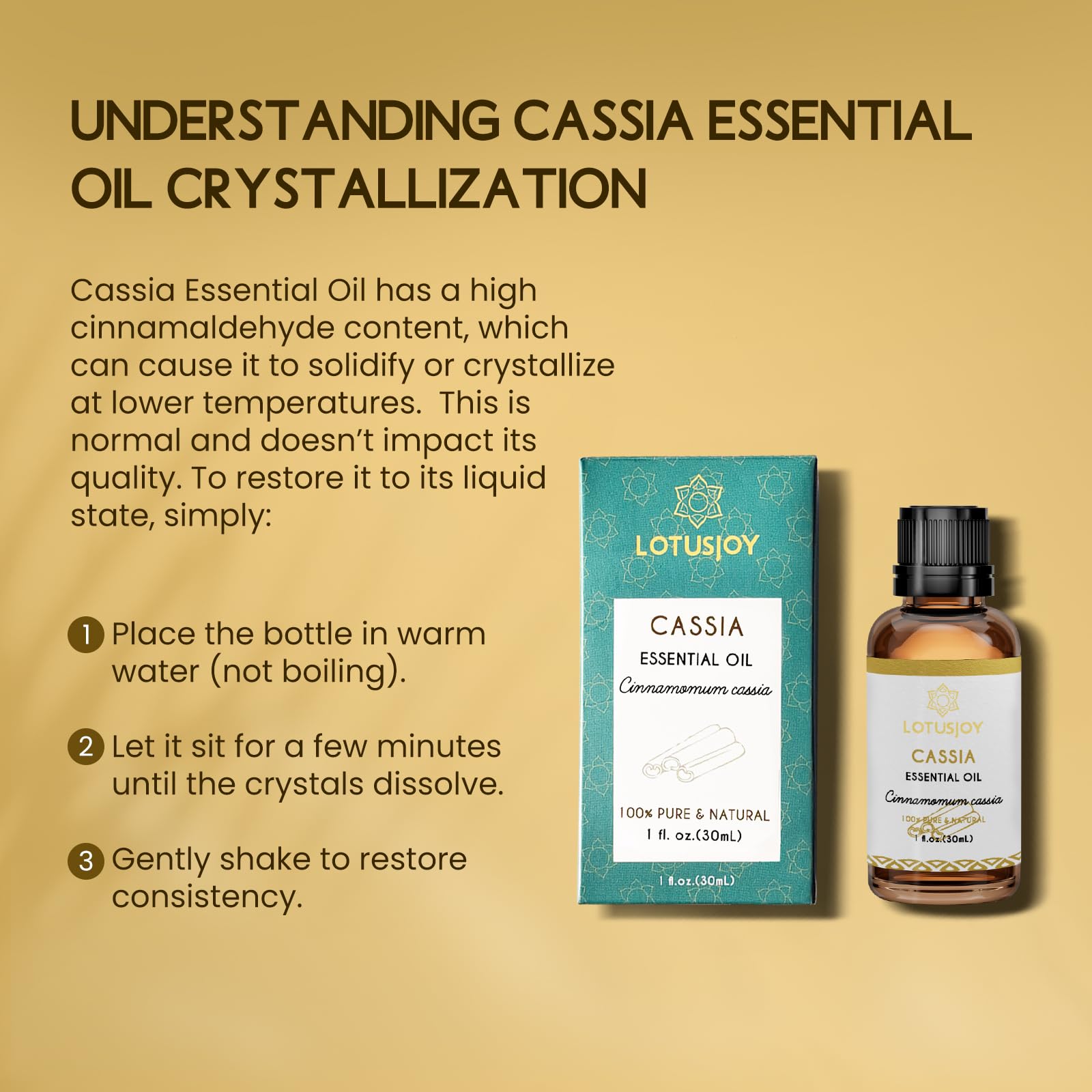 LOTUSJOY Cassia Cinnamon Bark Essential Oil, for Spray, Anointing,1 Oz