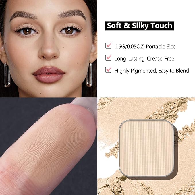 Fillwie Neutral Eyeshadow Trio, Matte & Shimmer Single Pan Refills
