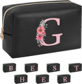 Initial Makeup Bag for Women, Travel Makeup Bag Small Cosmetic Bag, Birthday Gifts for Girls and Women, Teen Girls Gifts Trendy Stuff, Personalized Gifts for Grandkids Teacher Friends Bride Bridesmaid