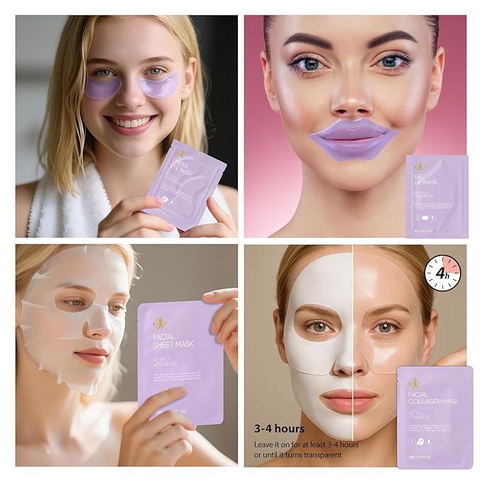 55 Pcs Mothers Day Gift for Mom, Lavender Face Sheet Mask Pack, Hydration Skin Care Kit, Home Spa Gift Basket Set for Women, Hyaluronic Acid Face Serum, Christmas, Birthday, Anniversary, Wife