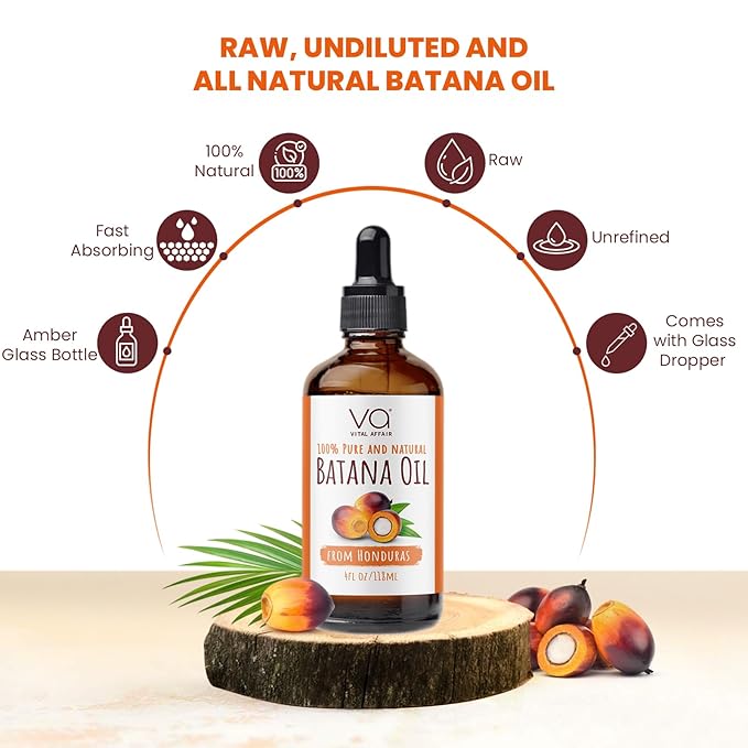 Batana Hair Growth Oil 4 Fl Oz Glass Bottle For Strong and Shiny Hair