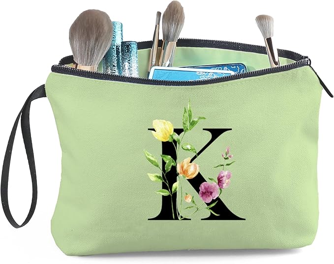 Birthday Thank You Appreciation Monogrammed Gifts for Mom Aunt Teacher Sister Friend Coworkers Bride Bridesmaid Makeup Cosmetic Bag with Mirror Mothers Day Christmas Graduation K