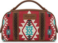 Montana West Wrangler Makeup Bag Travel Cosmetic Bag Small Western Make Up Pouch Portable Toiletry Bag for Women Organizer for Toiletries Accessories, Travel Essentials,Aztec,WG-MB-2203-190-RD