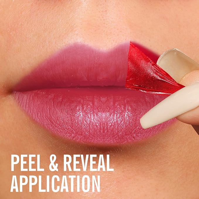 KIMUSE Tattoo Peel & Reveal Lip Stain, Waterproof Long Lasting Peel Off Lip Liner Tattoo, Non Stick Color Peel Off Mask Lip Gloss Makeup, Vegan, Cruelty Free