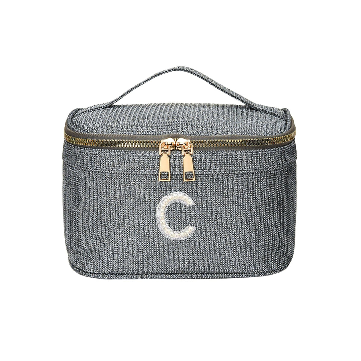 EURYNOME Makeup Bag with Custom Letter C, Water-Resistant Travel Organizer Pouch, (8.3x5.1x5.1 Inch) Cosmetic Case for Women