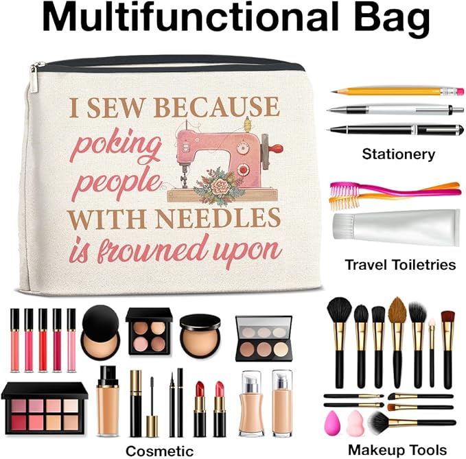 UPNEGE Sewing Gifts Makeup Bag Sewing Lover Gifts Sewer Gift for Women Sewing Lovers Cosmetic Bag Zipper Makeup Pouch