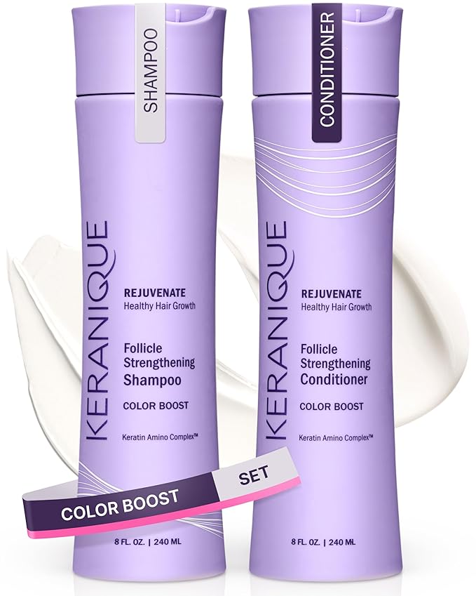 Keranique Rejuvenate Color Boost Shampoo & Conditioner for Color-Treated Hair, Thinning Hair – Sulfate & Paraben Free with UV Protection – Helps Reduce Color Fade & Wash-Out – Keratin Amino Complex™