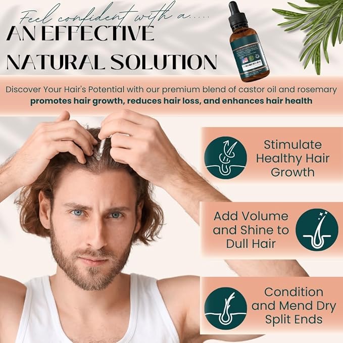 Rosemary Essential Oil For Hair Growth Blend with Castor Oil Scalp Hair Oil