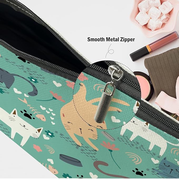 XFN Cat Lover Gifts 2 PCs Makeup Bag, Cat Themed Gifts for Cats Owner Women Girls Daughter Best Friend Sisters Friendship Graduation Birthday, Cats Cosmetic Bag Travel Pouch