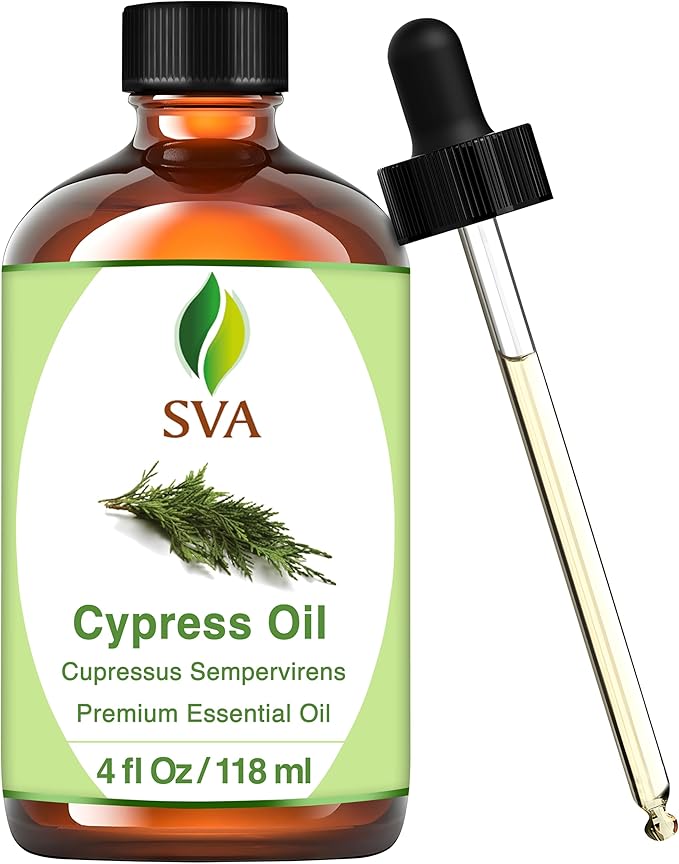SVA Cypress Essential Oil, Glass Bottle with Dropper, 4 Fl Oz (118 ml)