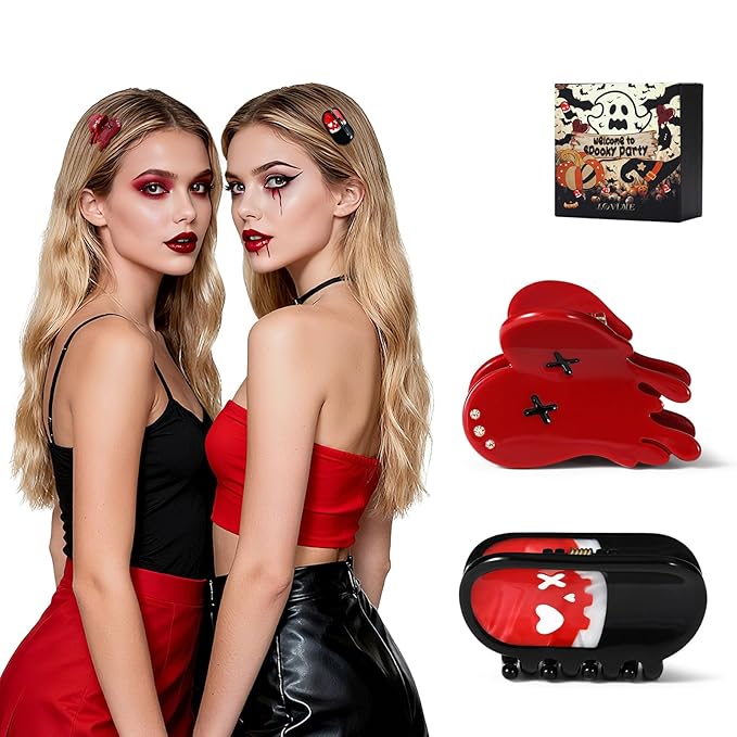 Halloween Hair Clips for Women Mini Cute Acetate Claws Heart & Capsules