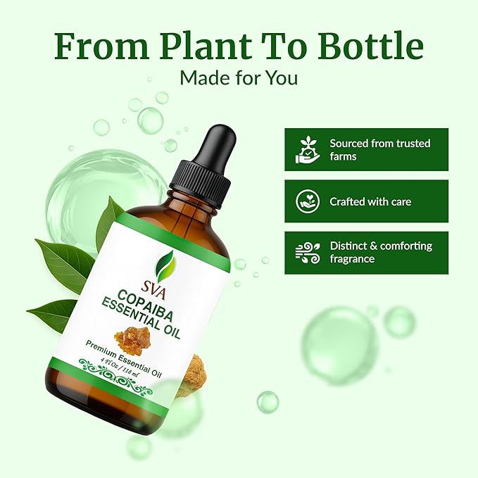 SVA Copaiba Essential Oil, Glass Bottle with Dropper, 4 Fl Oz (118 ml)