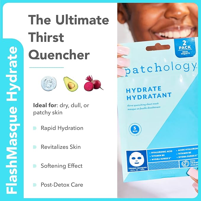Patchology Face Mask Variety Pack - Illuminating Face Mask with Vitamin C stimulates collagen, Hydrating Face Masks with Hyaluronic Acid soften skin, Renewing Face Masks with Strawberry (6 Masks)