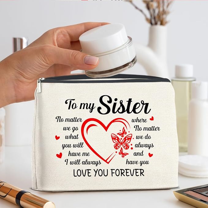 UPNEGE Sister Gifts Makeup Bag Christmas Birthday Gifts for Sister Cosmetic Bag Zipper Makeup Pouch