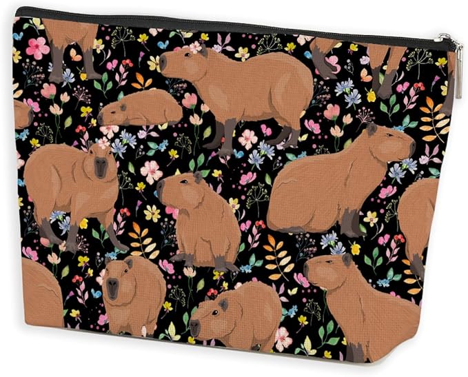 Azteoiz Cute Capybara Makeup Bag Cosmetic Bag for Women Animal Lover