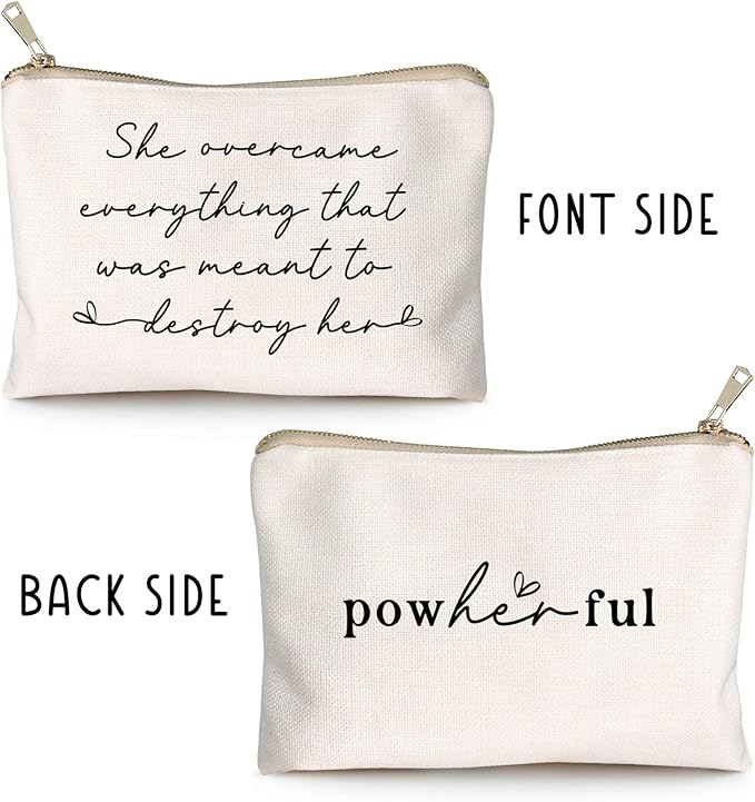 HubbgDesign She Over Came Everything That Was Sent To Destroy Her Makeup Bag Women Empowerment Gift To Girl Boss Strong Women Female Empowerment Gift