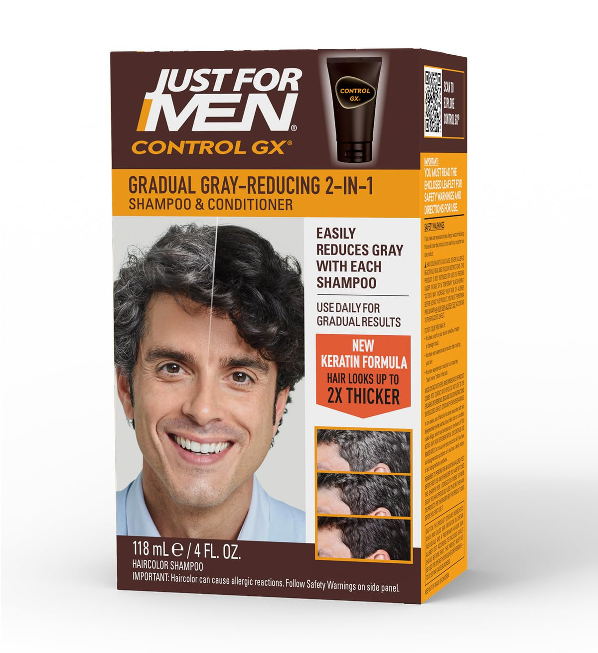 Just for Men Control GX 2-in-1 Shampoo & Conditioner, 4 Fl Oz (1 Pack)