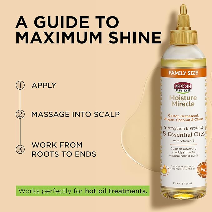 African Pride Moisture Miracle 5 Essential Hair Oils, 8 Oz