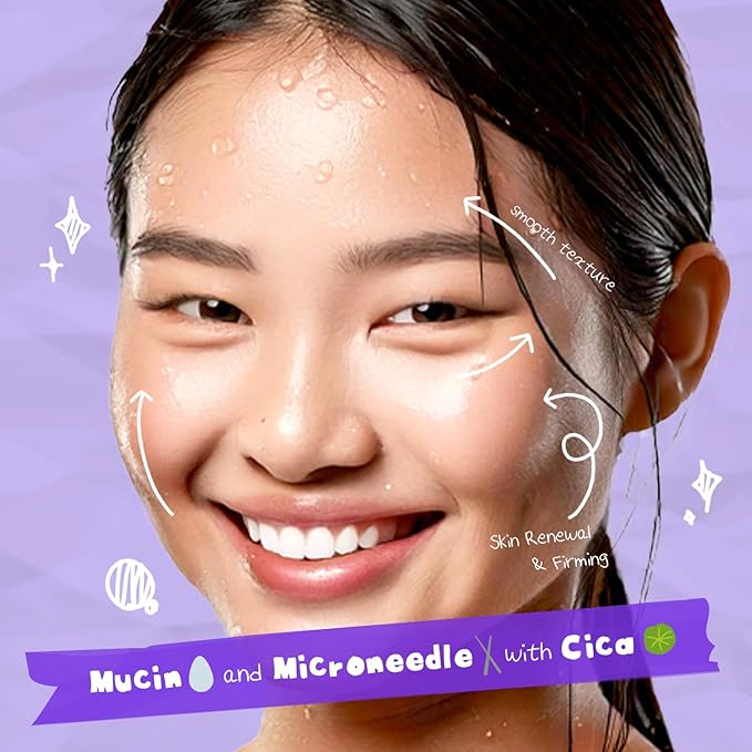 No Sticky Daily Microneedle Serum "Angry Snail" – 92% Snail Mucin, Microneedle Shot 300, Cica Care, Hydration Serum, Glass Skin, Korean Beauty, 1.69 fl oz / 50ml