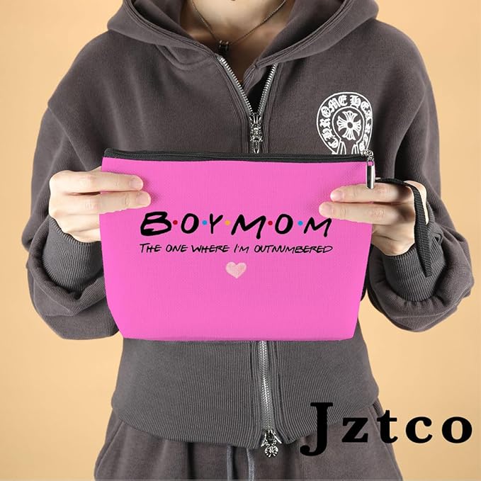 Jztco Boy Mama Makeup Bag, Baby Shower Gifts for Mom First Time Boy, Pink