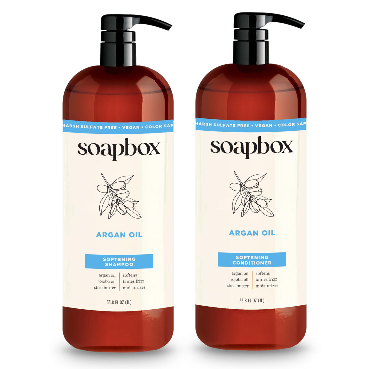 Soapbox Coconut & Shea Shampoo & Conditioner Set for Dry Hair, 1L