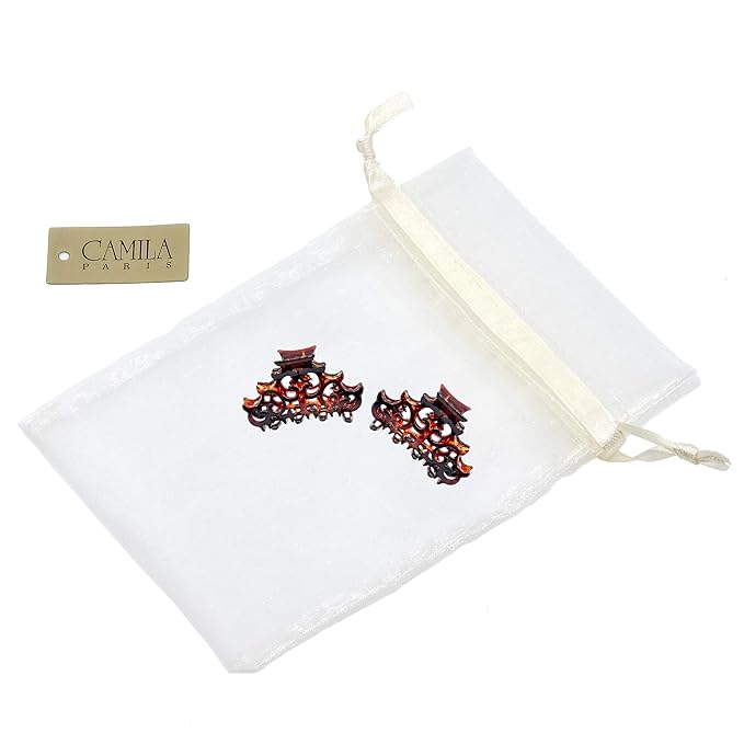 Camila Paris NV118/2 French Hair Clip for Women, Set of 2 Tortoise Shell Small Girls Hair Claw Clips Jaw Fashion Durable Styling Hair Accessories for Women, Strong Hold No Slip Grip, Made in France