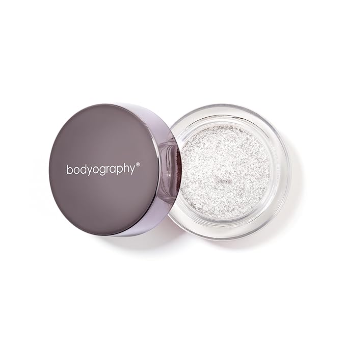 Bodyography Glitter Pigment Eye Shadow | Long Wear Shimmer Eyeshadow | Vegan, Talc & Paraben Free | Cream Powder Formula | Halo (Silver Diamond) 1.5 g
