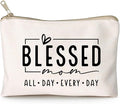 HubbgDesign Blessed Makeup Bag for Mom, Inspirational Bible Verse Cosmetic Pouch, Mom Life Travel Toiletry Bag, Mother’s Day Birthday Gift Idea for Women, Mama Vibes Makeup Case