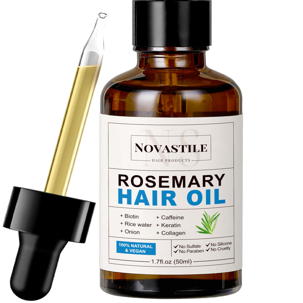 Novastile Rosemary Hair Oil – Dry Scalp & Split End Treatment with Biotin & Essential Oils for Strengthening, Nourishing, Moisturizing & Supporting Longer, Healthier Hair