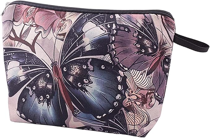 Pebarmnt Cute Animal Lovers Gifts Butterfly Cosmetic Bag Makeup Pouch with Zipper (butterfly)