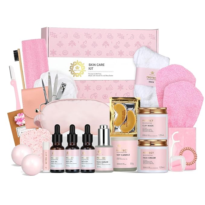 Gifts for Women, Birthday Gift for Women, 30pcs Rose Facial Skin Care Gifts Set, Thinking of You Gift, Spa Gifts Basket Set, Get Well Soon Gifts, Birthday, Christmas, Anniversary, Mothers Day, Wife