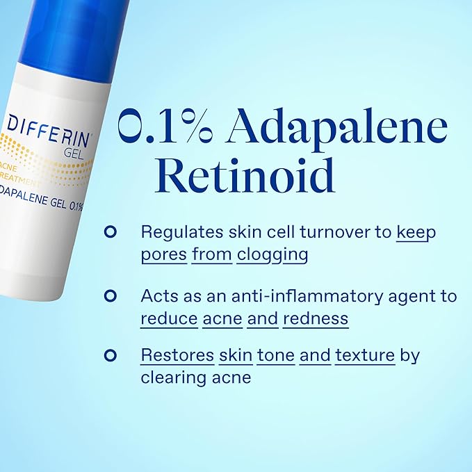 Differin Acne Retinoid Treatment Gel, 0.1% Adapalene, 15g Pump