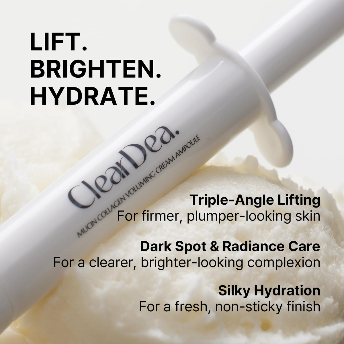 ClearDea Mucin Collagen Voluming Ampoule Moisturizer Face Cream (Dual Collagen + Mucin Care) – Deep Hydrating Facial Skin Care for Women, Glow Up Skincare Essentials - 0.14 Fl Oz x 5ea