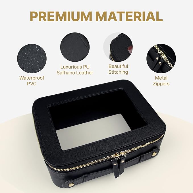 FASAOH Clear Makeup Bag with Mini Cosmetic Bags,Travel Toiletry Bag for Women,Portable Cosmetic Bag Case, Transparent Waterproof Cosmetic Organizer Storage Bag for Women Men