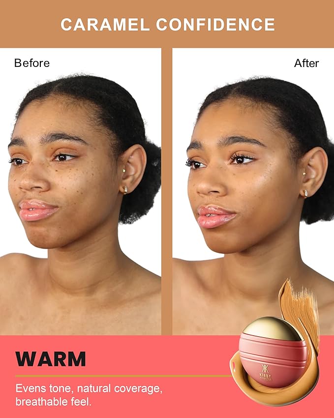 Kirby Kosmetics Konfident Glow Skin Tint – Caramel Confidence Hydrating Oil-Free Glass-Skin Foundation, Buildable Light-to-Medium Coverage, 30 ml – Inclusive Clean Makeup for Radiant Confidence