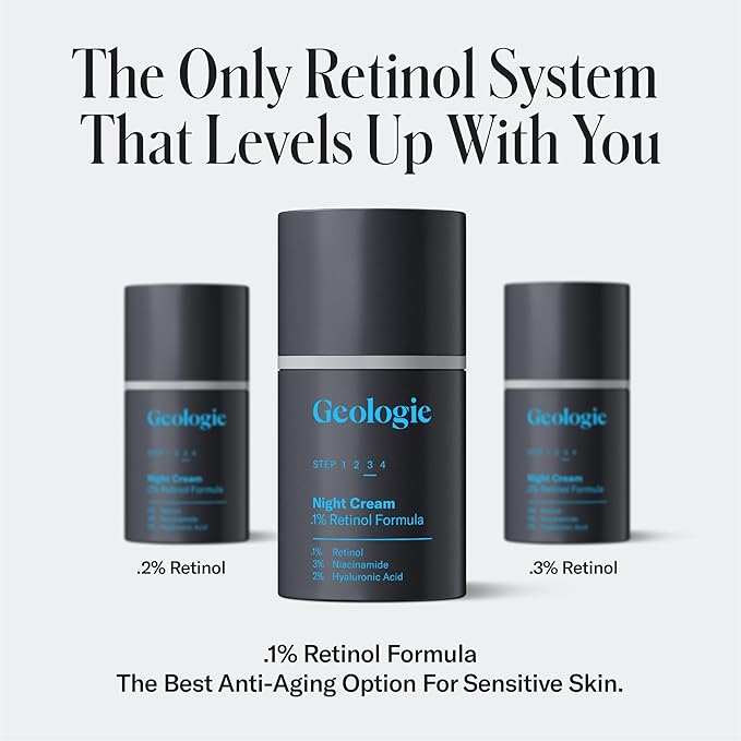 Geologie Retinol Anti-Aging Face Cream for Sensitive Skin | Beginner-Friendly.1% Retinol Formula | Effective Results | Reduces Wrinkles | For Men & Women