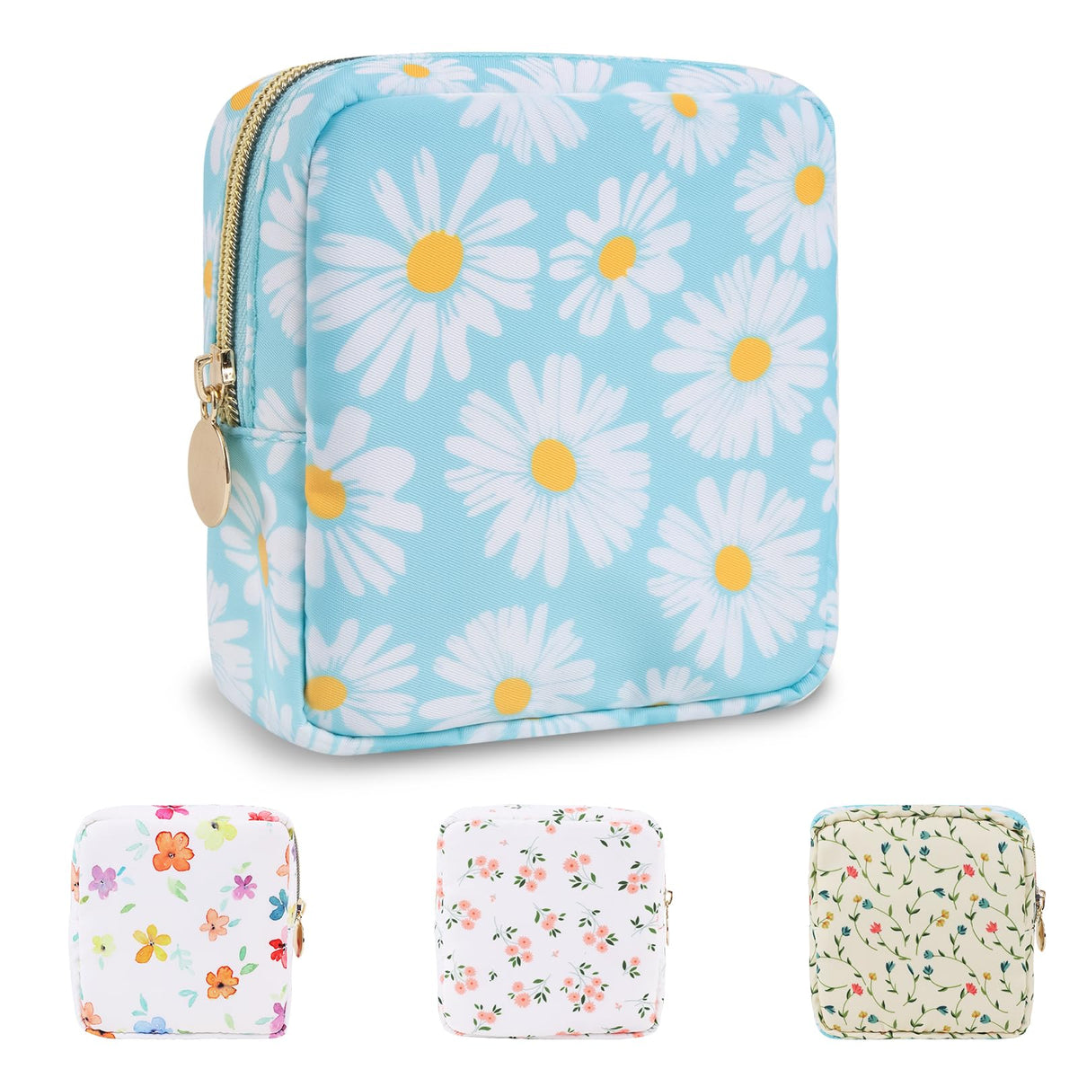 UIXIZQ Mini Makeup Pouch for Purse, Small Cosmetic Bag Pouch Nylon Travel Toiletry Organizers Bag for Women Girls, Cute Zipper Coin Purse Preppy Storage Purse for School Work(Mini-Flamingo)