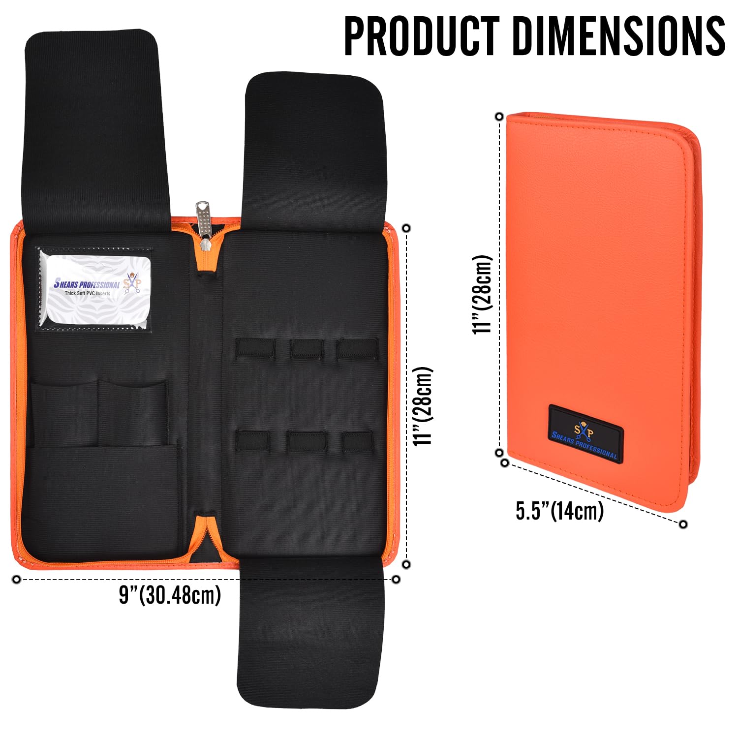 Shears Professional Leather 5 Scissor & Shear Storage Case for Hairstylist - Hairdresser -Scissor Holder Perfect for home-saloon use (Orange)